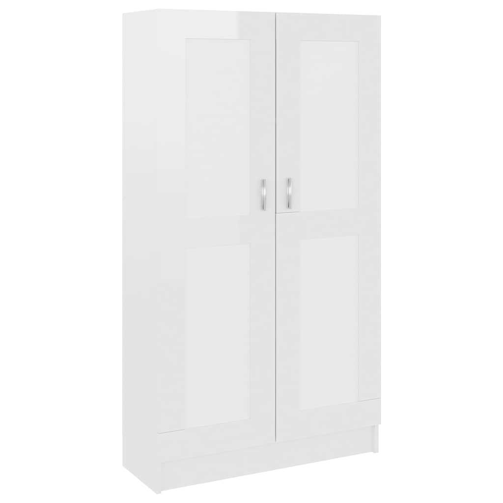 Magasfényű fehér szerelt fa könyvszekrény 82,5 x 30,5 x 150 cm 2