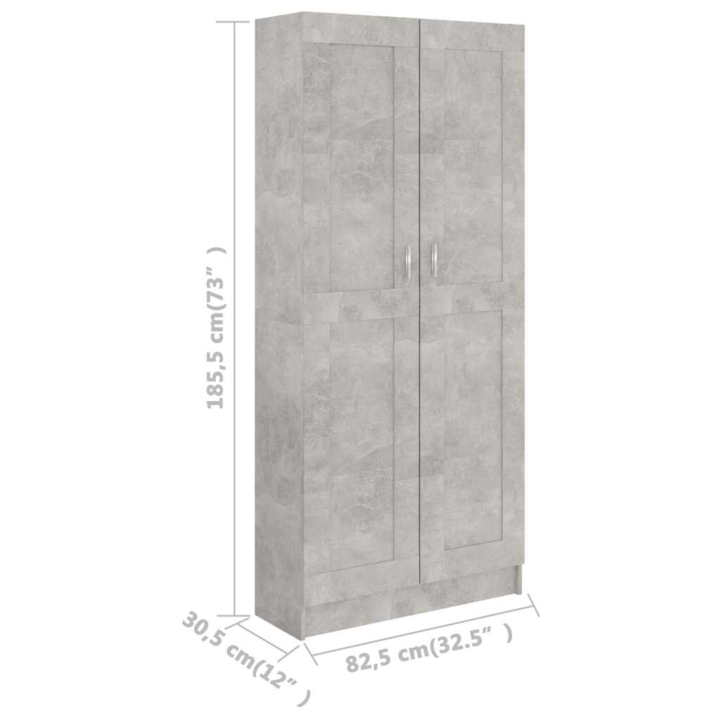 Betonszürke szerelt fa könyvszekrény 82,5 x 30,5 x 185,5 cm 9