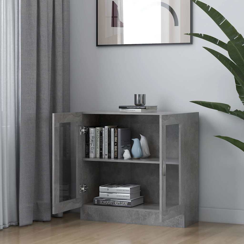 Betonszürke szerelt fa vitrinszekrény 82,5 x 30,5 x 80 cm 3