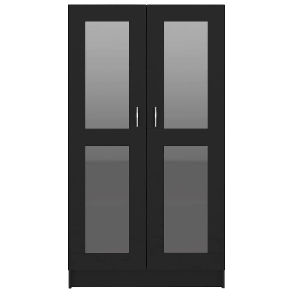 Fekete szerelt fa vitrinszekrény 82,5 x 30,5 x 150 cm 5