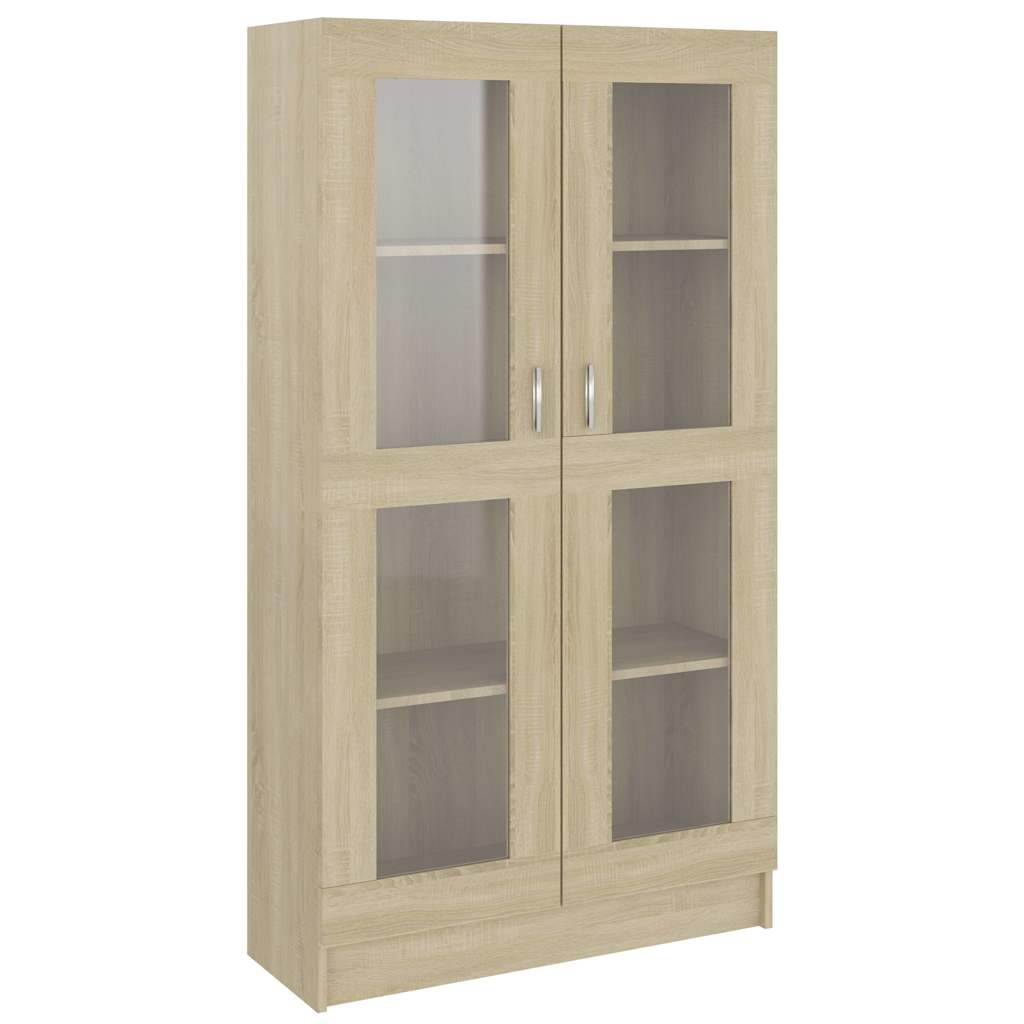 Sonoma tölgy színű szerelt fa vitrinszekrény 82,5x30,5x150 cm 2