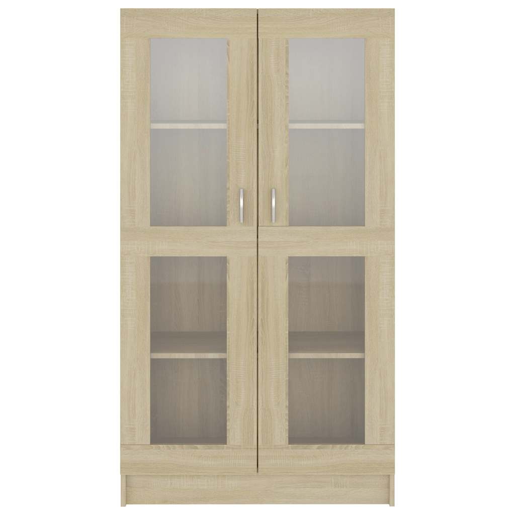 Sonoma tölgy színű szerelt fa vitrinszekrény 82,5x30,5x150 cm 5