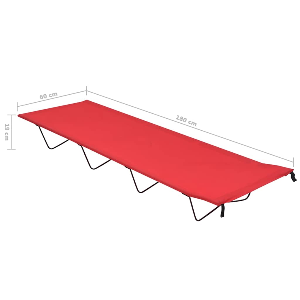 Piros oxford szövet és acél kempingágy 180 x 60 x 19 cm 6