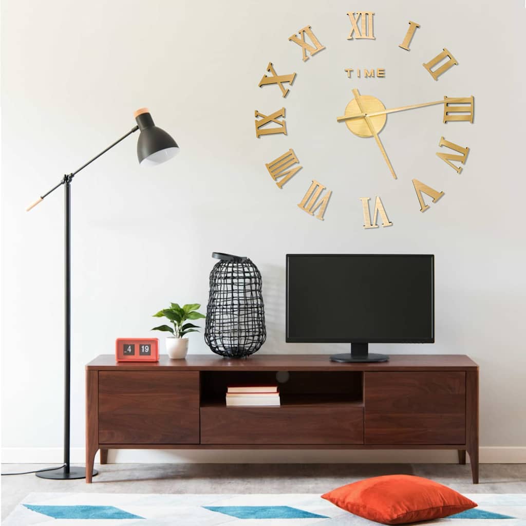 Aranyszínű modern 3D falióra 100 cm XXL
