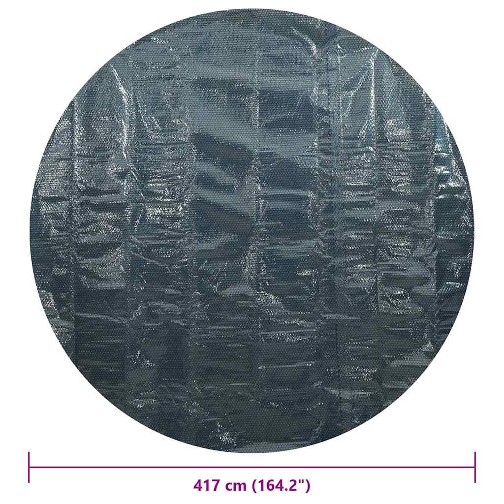 Fekete és kék napelemes lebegő PE medencefólia 417 cm 6