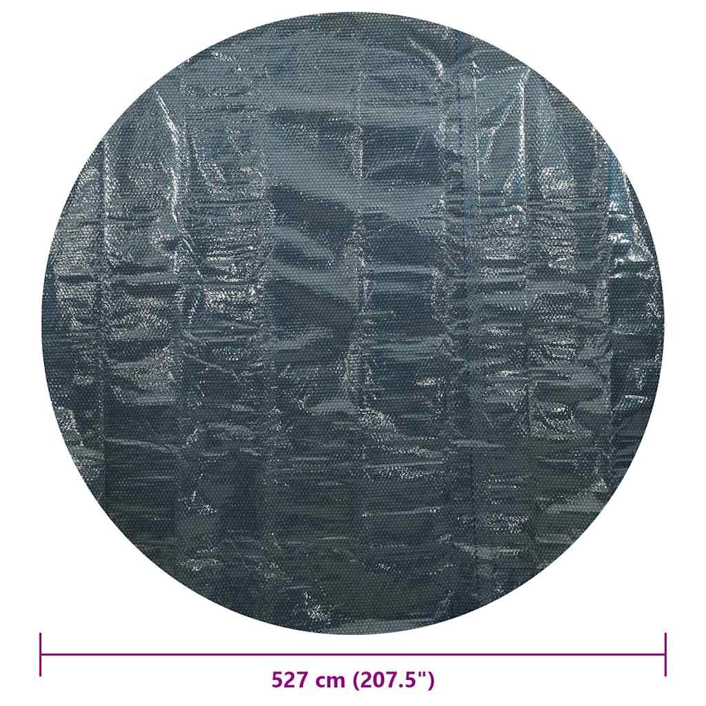 Fekete és kék napelemes lebegő PE medencefólia 527 cm 6
