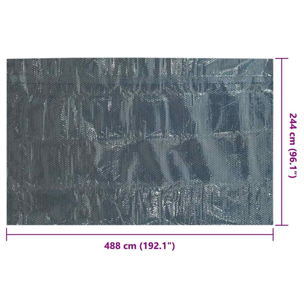 Fekete és kék napelemes lebegő PE medencefólia 488 x 244 cm 6