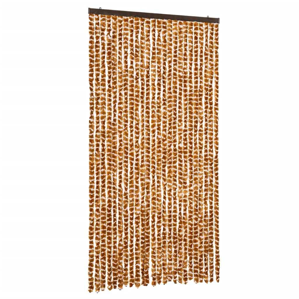 Okkersárga és fehér zsenília rovarfüggöny 100 x 220 cm 2