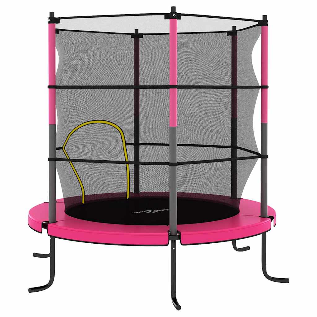 Kerek rózsaszín trambulin védőhálóval 140 x 160 cm 4