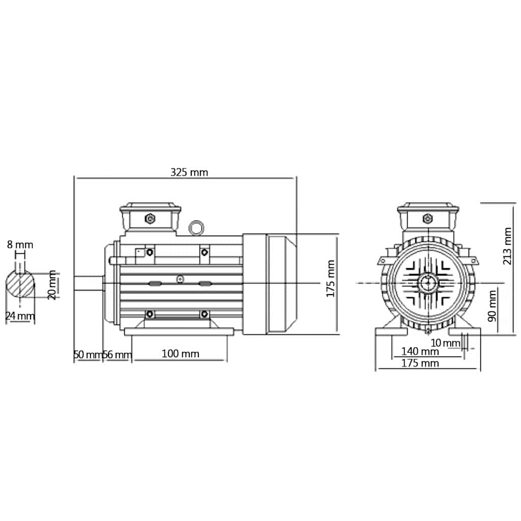 2 pólusú 3 fázisú alumínium elektromos motor 1,5kW/2LE 2840 f/p 8