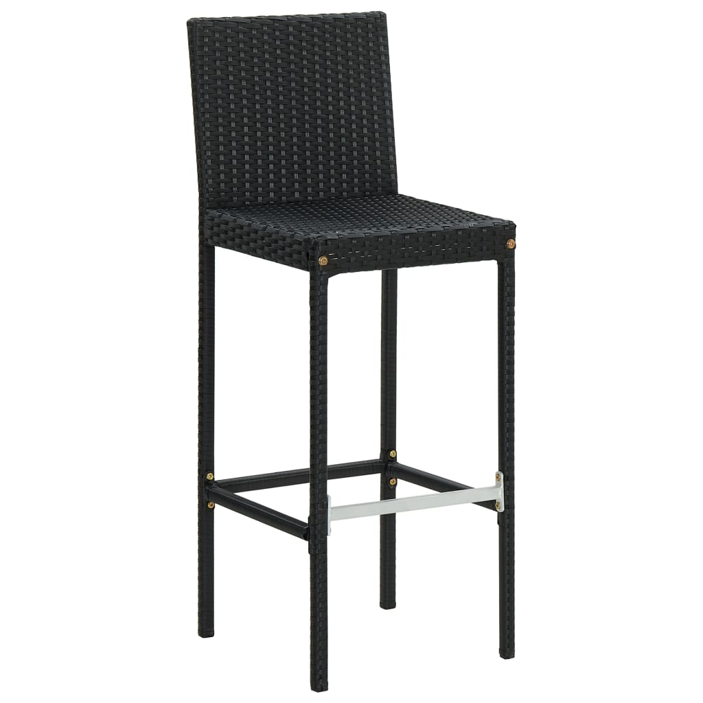 4 db fekete polyrattan kerti bárszék párnával 3