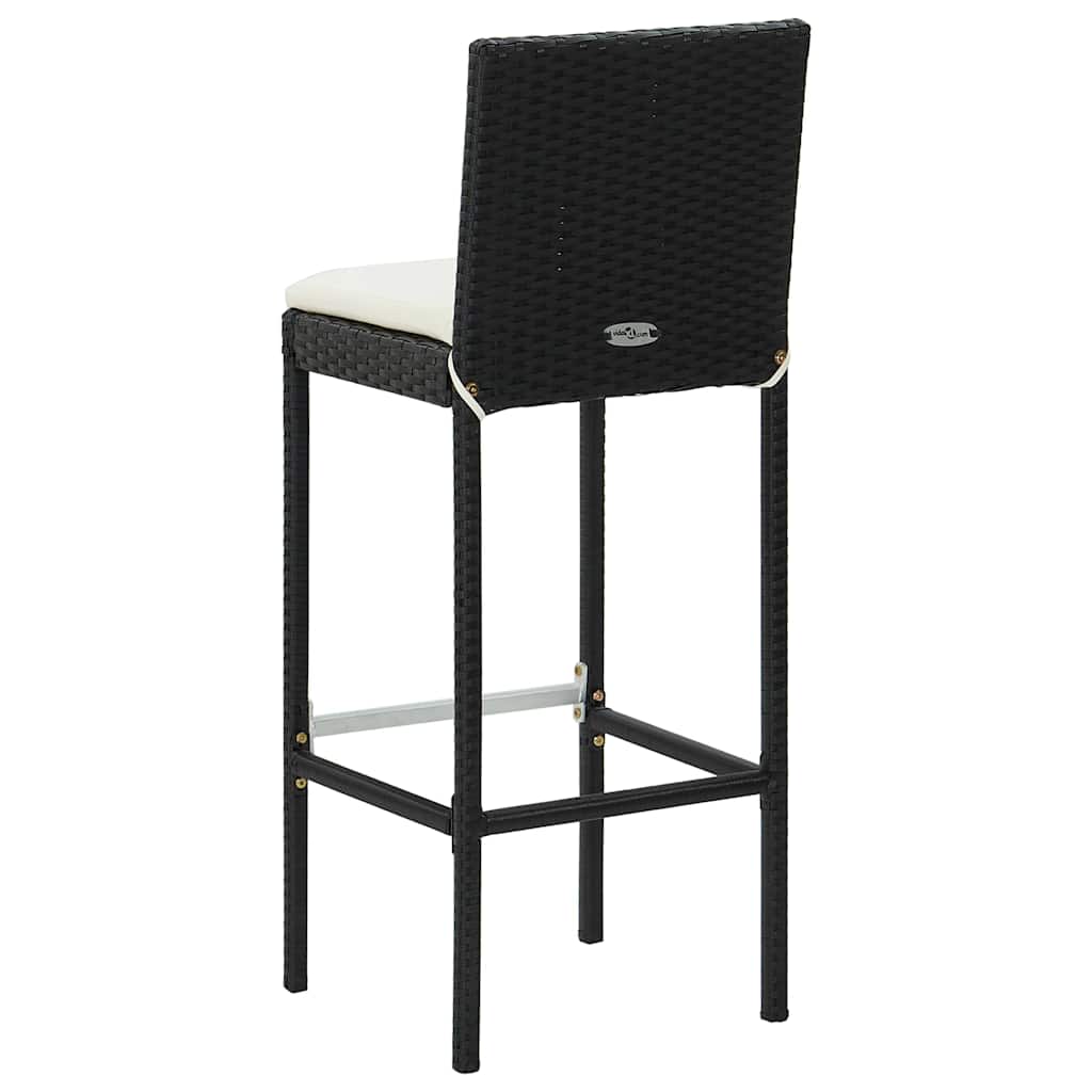 4 db fekete polyrattan kerti bárszék párnával 6