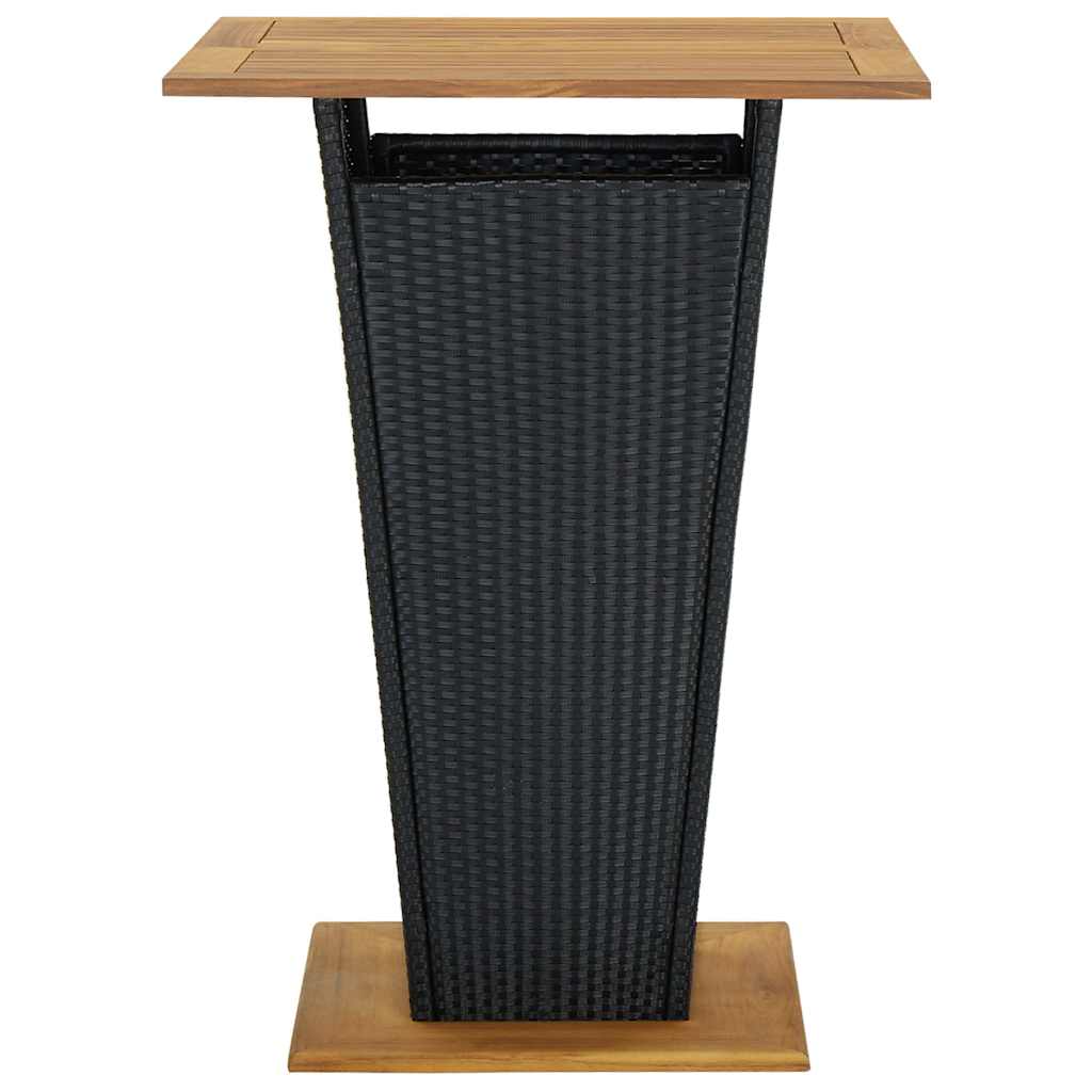 Fekete polyrattan és tömör akácfa bárasztal 80 x 80 x 110 cm 2