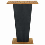 Fekete polyrattan és tömör akácfa bárasztal 80 x 80 x 110 cm 3