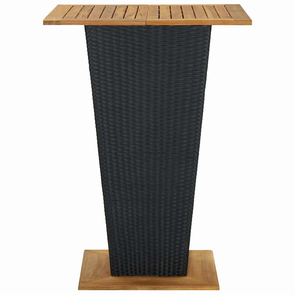 Fekete polyrattan és tömör akácfa bárasztal 80 x 80 x 110 cm 3