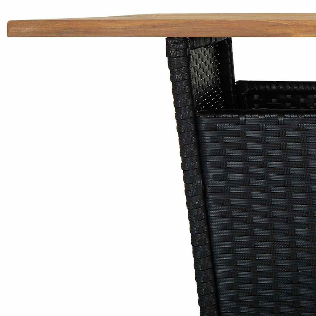 Fekete polyrattan és tömör akácfa bárasztal 80 x 80 x 110 cm 5