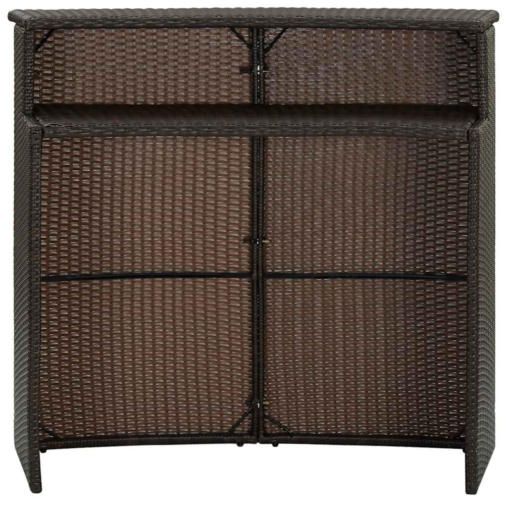 Barna polyrattan kerti bárasztal 120 x 55 x 110 cm 2