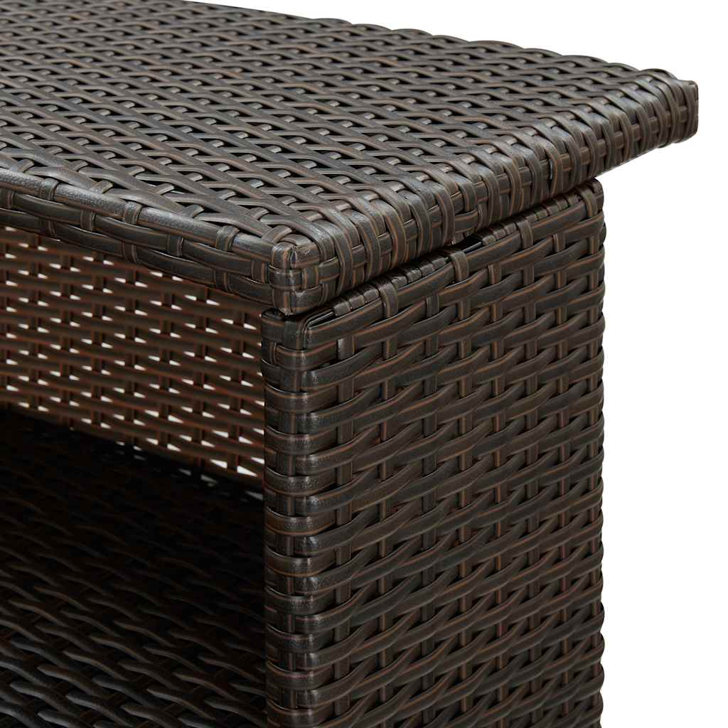 Barna polyrattan kerti bárasztal 120 x 55 x 110 cm 7