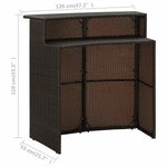 Barna polyrattan kerti bárasztal 120 x 55 x 110 cm 8