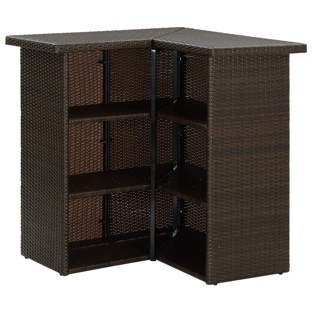 Barna polyrattan sarok bárasztal 100 x 50 x 105 cm 4