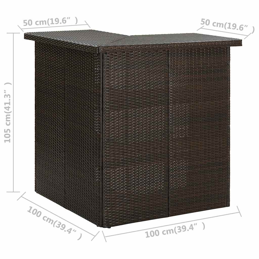 Barna polyrattan sarok bárasztal 100 x 50 x 105 cm 7