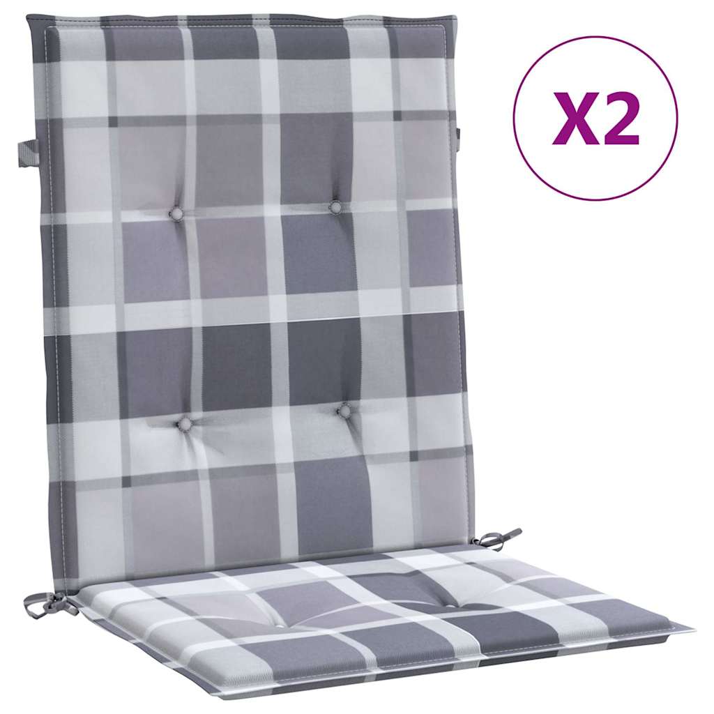 2 db szürke kockás oxford szövet háttámlás székpárna 100x50x3cm 2
