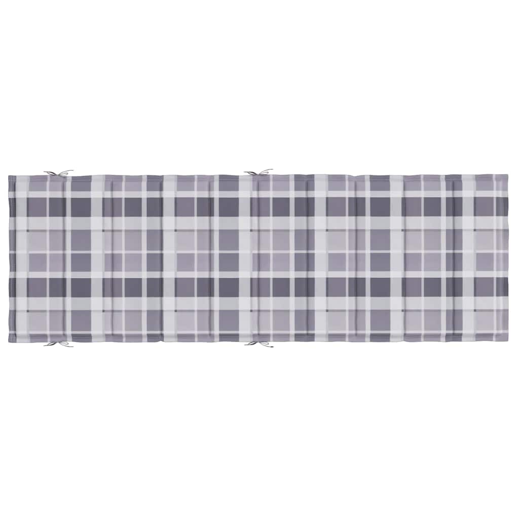 Szürke kockás oxford szövet napozóágy párna 186x58x4 cm 5
