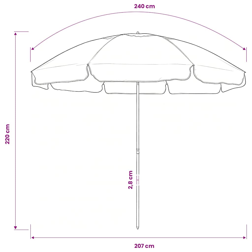 Kék strandnapernyő 240 cm 6