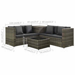 4 részes szürke polyrattan kerti ülőgarnitúra párnákkal 11
