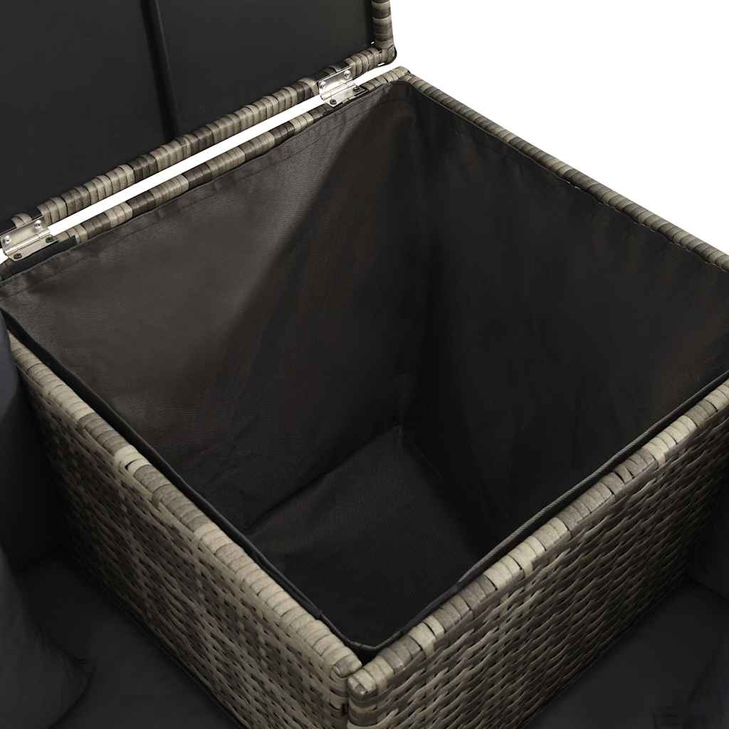 4 részes szürke polyrattan kerti ülőgarnitúra párnákkal 10