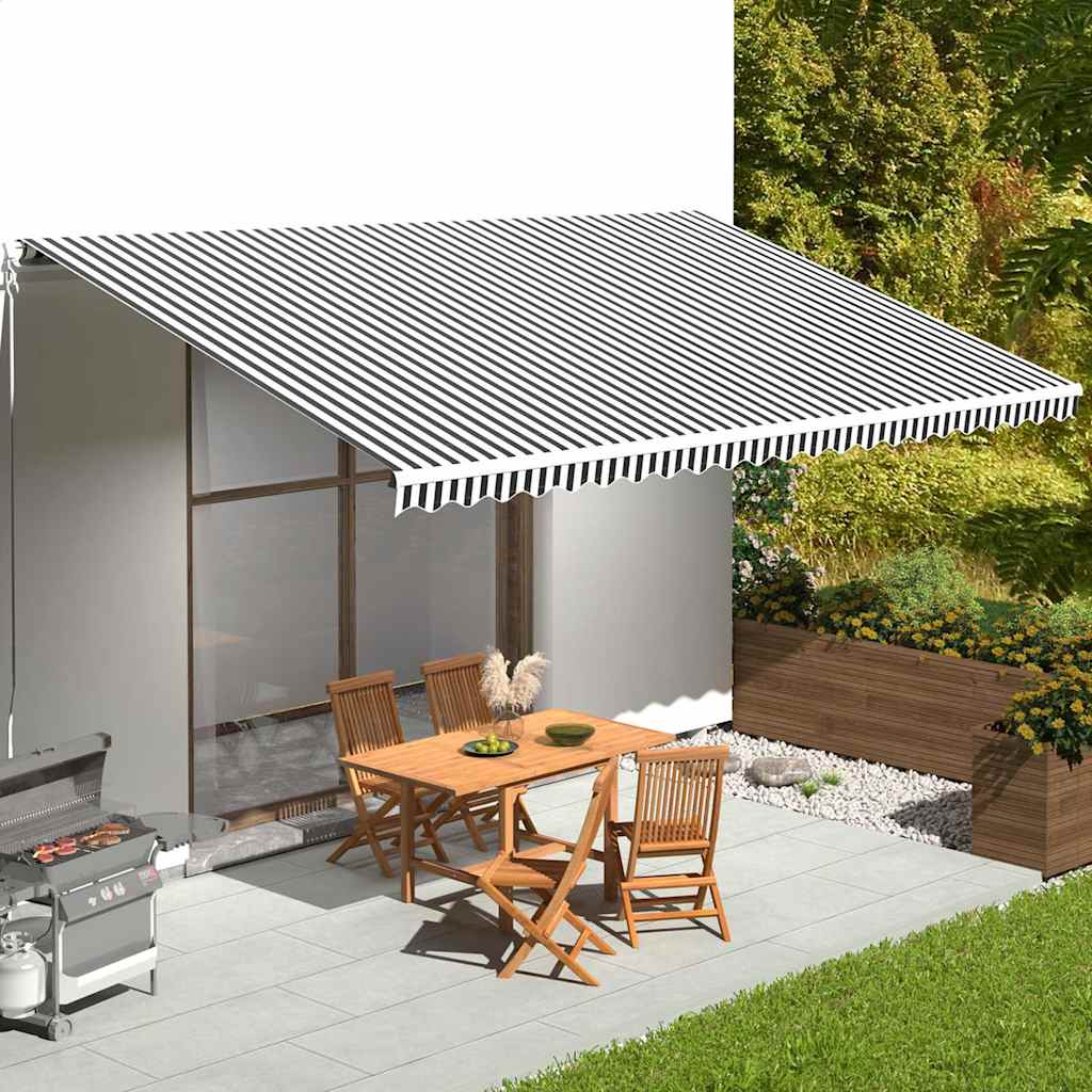 Antracitszürke és fehér poliészter pótszövet napellenzőhöz 600x350 cm