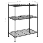 3 szintes fekete tárolóállvány 150 kg 60 x 35 x 76 cm 7