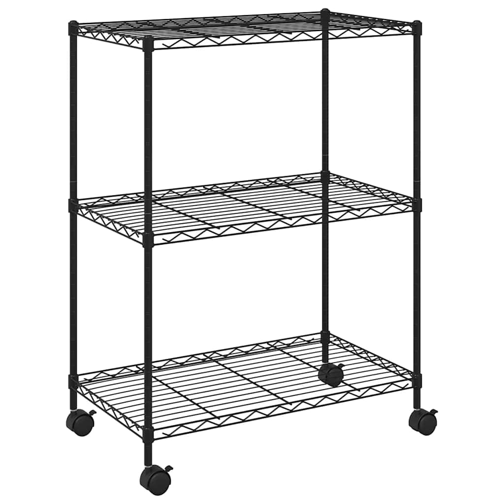 3 szintes króm tárolóállvány kerekekkel 150 kg 60 x 35 x 81 cm 2