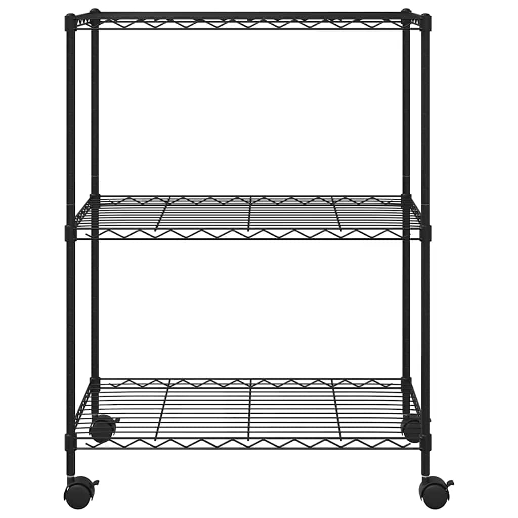 3 szintes króm tárolóállvány kerekekkel 150 kg 60 x 35 x 81 cm 4