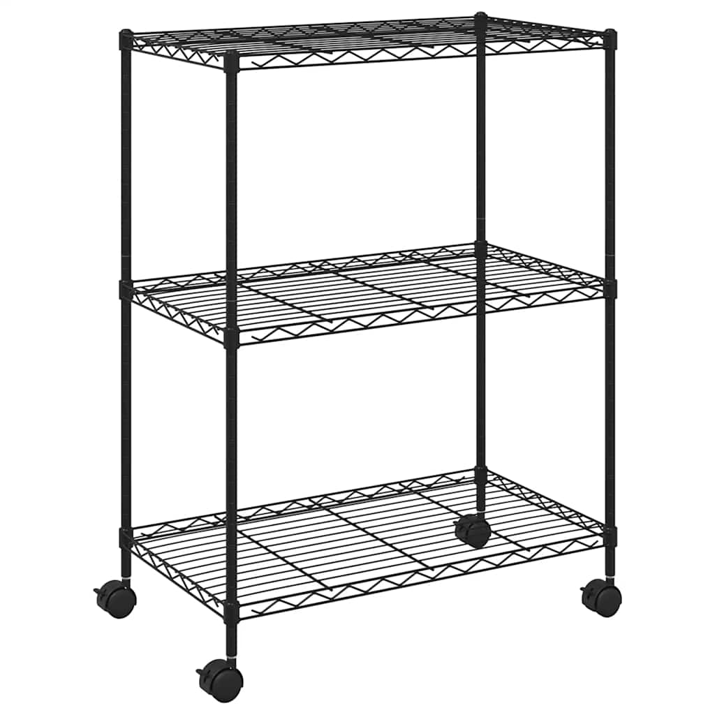 3 szintes króm tárolóállvány kerekekkel 150 kg 60 x 35 x 81 cm 6