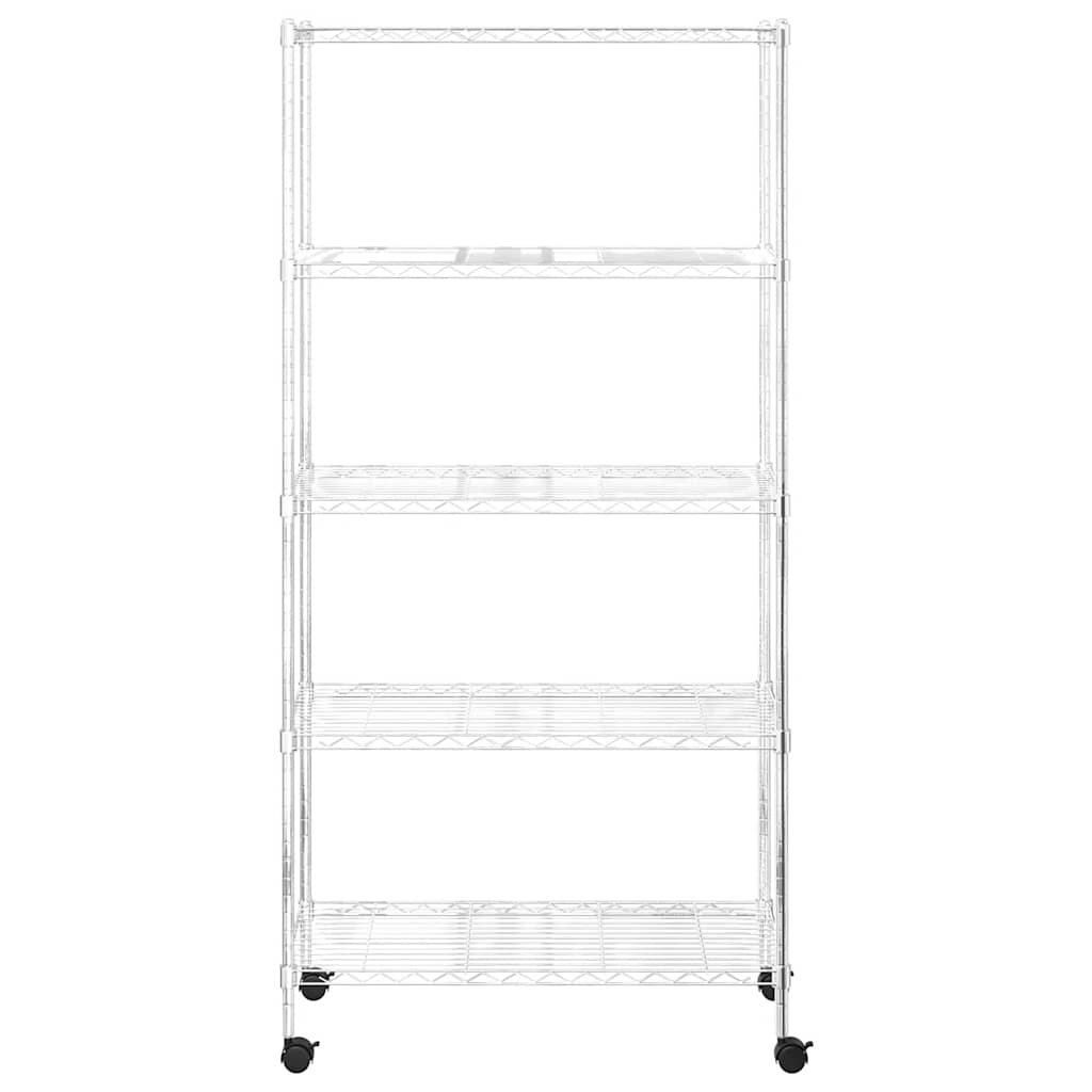 5 szintes króm tárolópolc kerekekkel 75 x 35 x 155 cm 250 kg 4