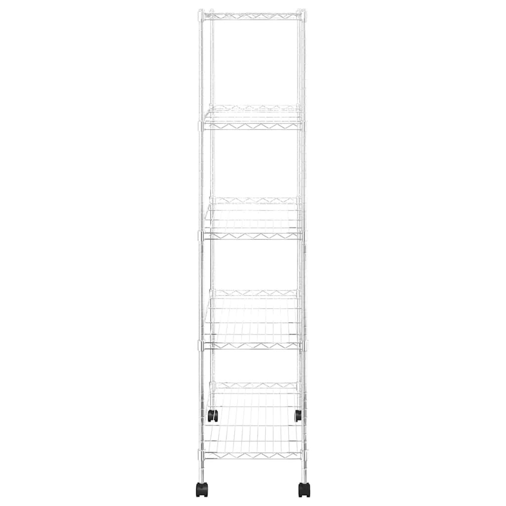 5 szintes króm tárolópolc kerekekkel 75 x 35 x 155 cm 250 kg 5