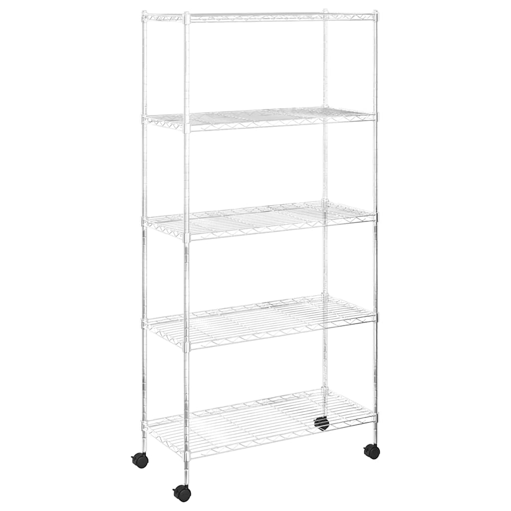 5 szintes króm tárolópolc kerekekkel 75 x 35 x 155 cm 250 kg 6