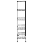 5 szintes fekete tárolópolc kerekekkel 75 x 35 x 155 cm 250 kg 5