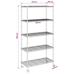 5 szintes fekete tárolópolc kerekekkel 75 x 35 x 155 cm 250 kg 9