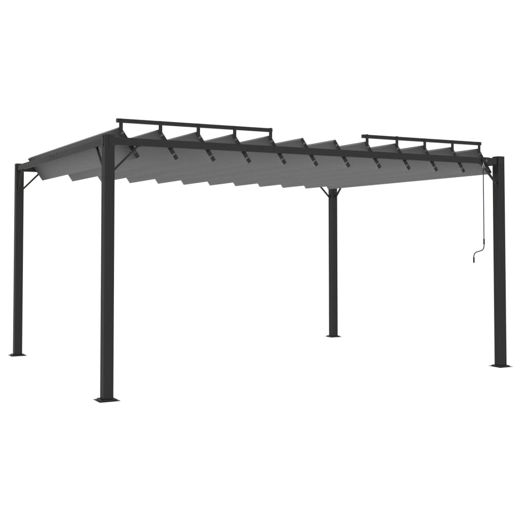 Szürke szövet és alumínium pavilon lamellás tetővel 3 x 4 m 2