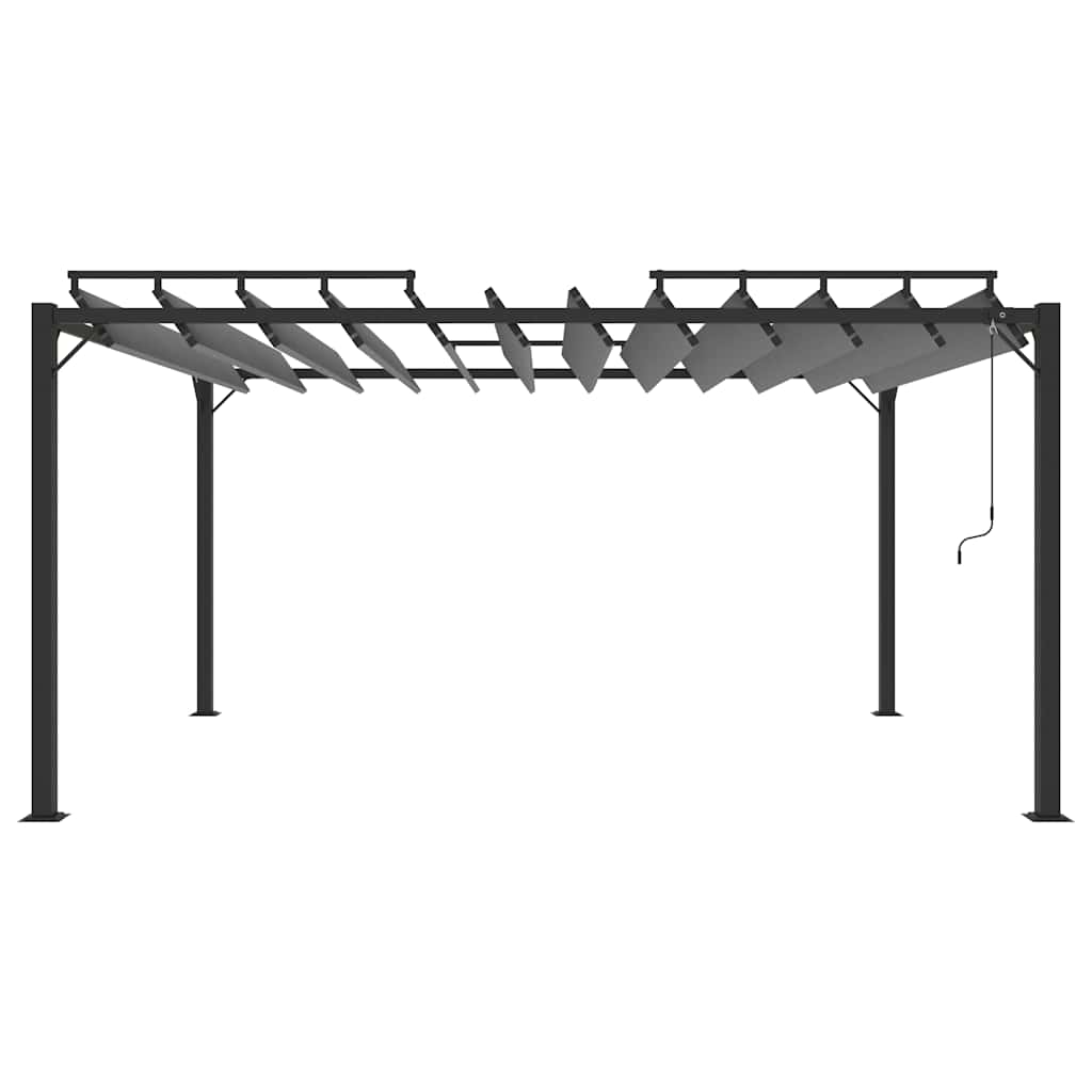 Szürke szövet és alumínium pavilon lamellás tetővel 3 x 4 m 3