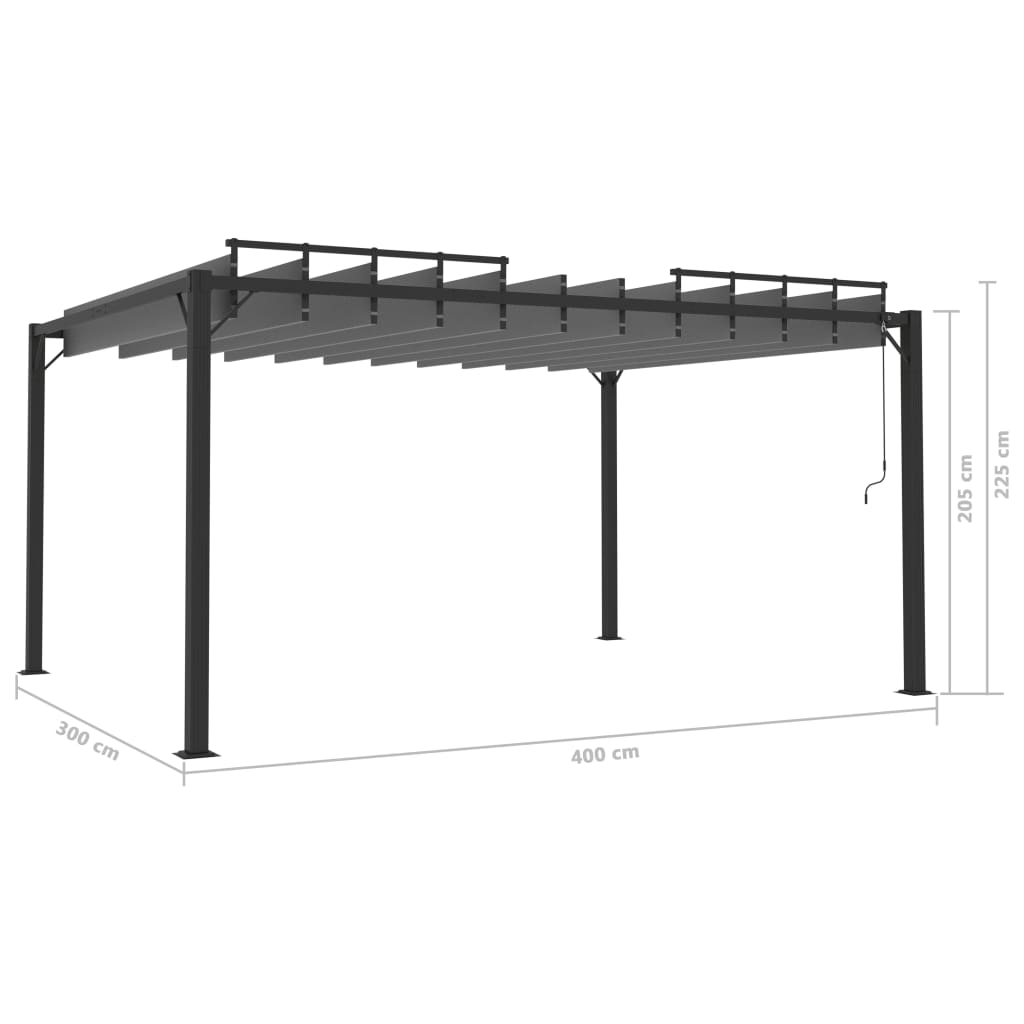 Szürke szövet és alumínium pavilon lamellás tetővel 3 x 4 m 8