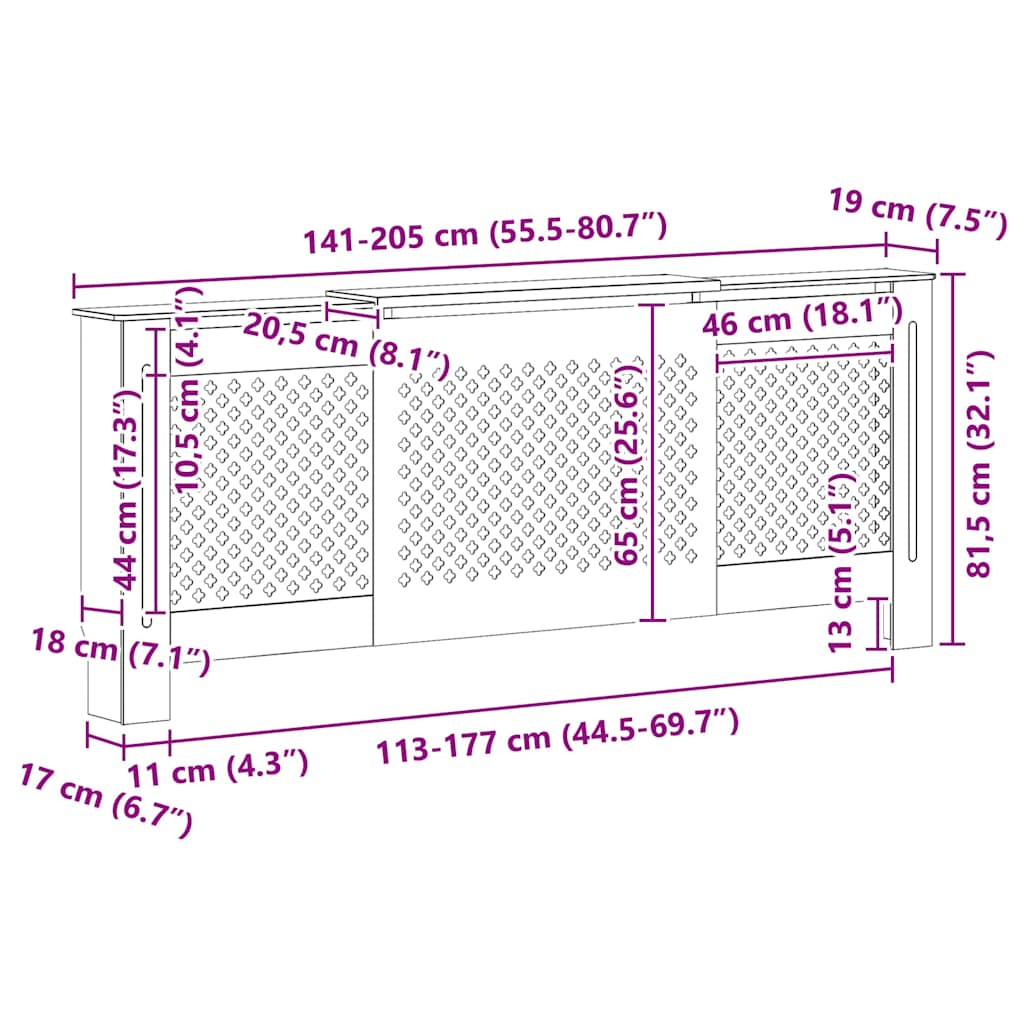 Fehér MDF radiátorburkolat 205 cm 11