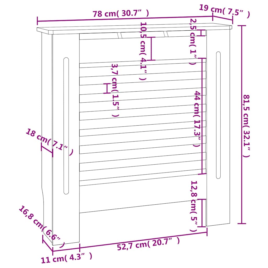 Fekete MDF radiátorburkolat 78 cm 8