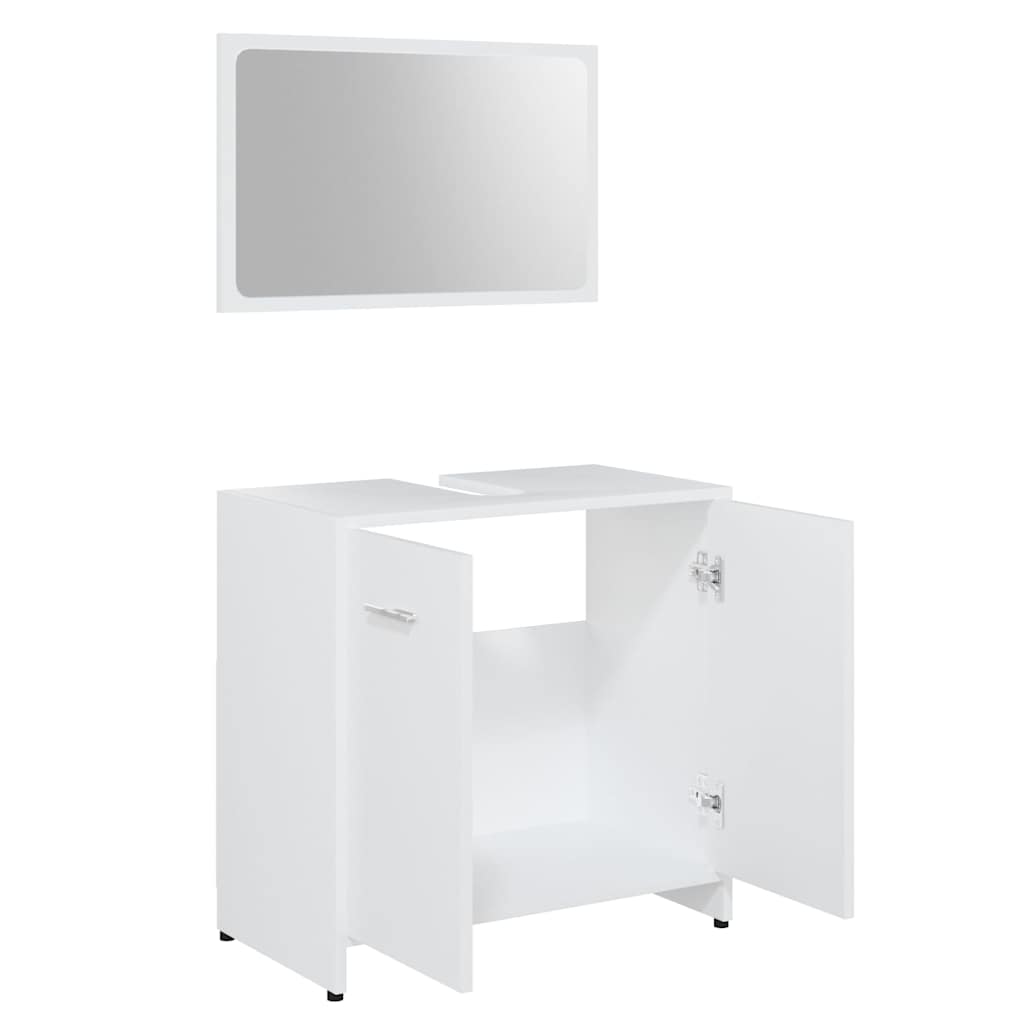 3 részes fehér szerelt fa fürdőszobai bútorszett 6