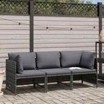 3 személyes szürke polyrattan kerti kanapé párnákkal 2