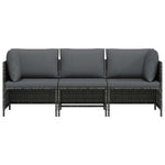 3 személyes szürke polyrattan kerti kanapé párnákkal 4
