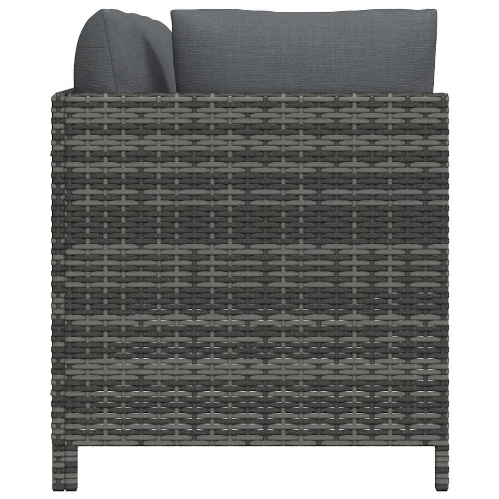 3 személyes szürke polyrattan kerti kanapé párnákkal 5
