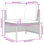 3 személyes szürke polyrattan kerti kanapé párnákkal 9